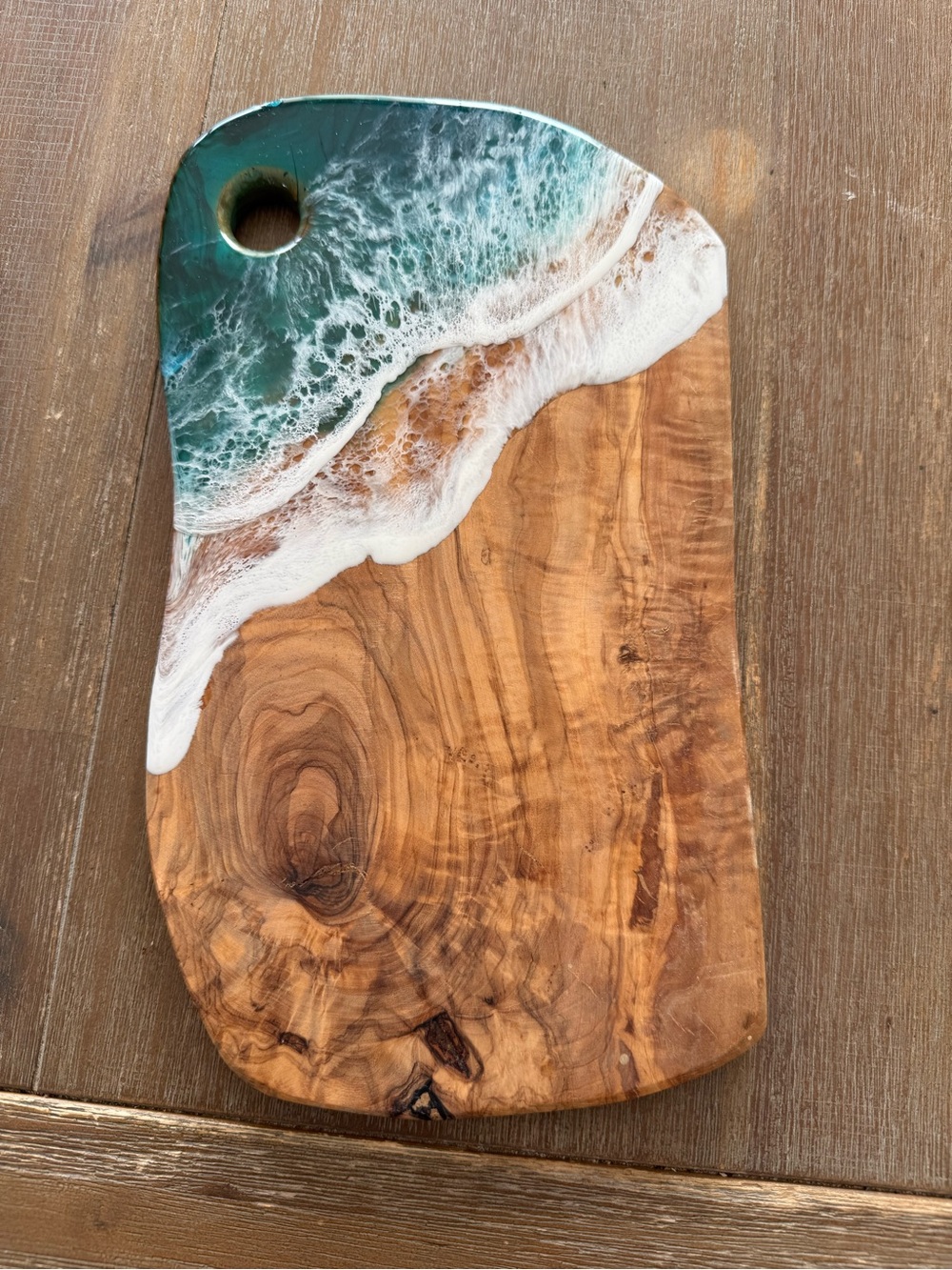Ocean Resin Charcuterie Board Beach Signed by Artist Jen Brennan